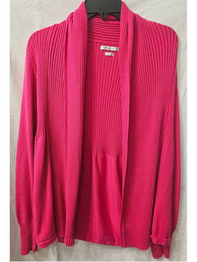 Van Heusen Studio Pink Ribbed Cardigan Sweater Women Medium